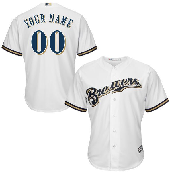 Youth Milwaukee Brewers Majestic White Custom Cool Base MLB Jersey->customized mlb jersey->Custom Jersey